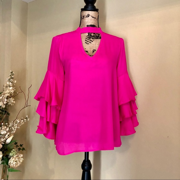 Blue Rain Tops - ~Blue Rain~ Hot pink blouse with flowy sleeves